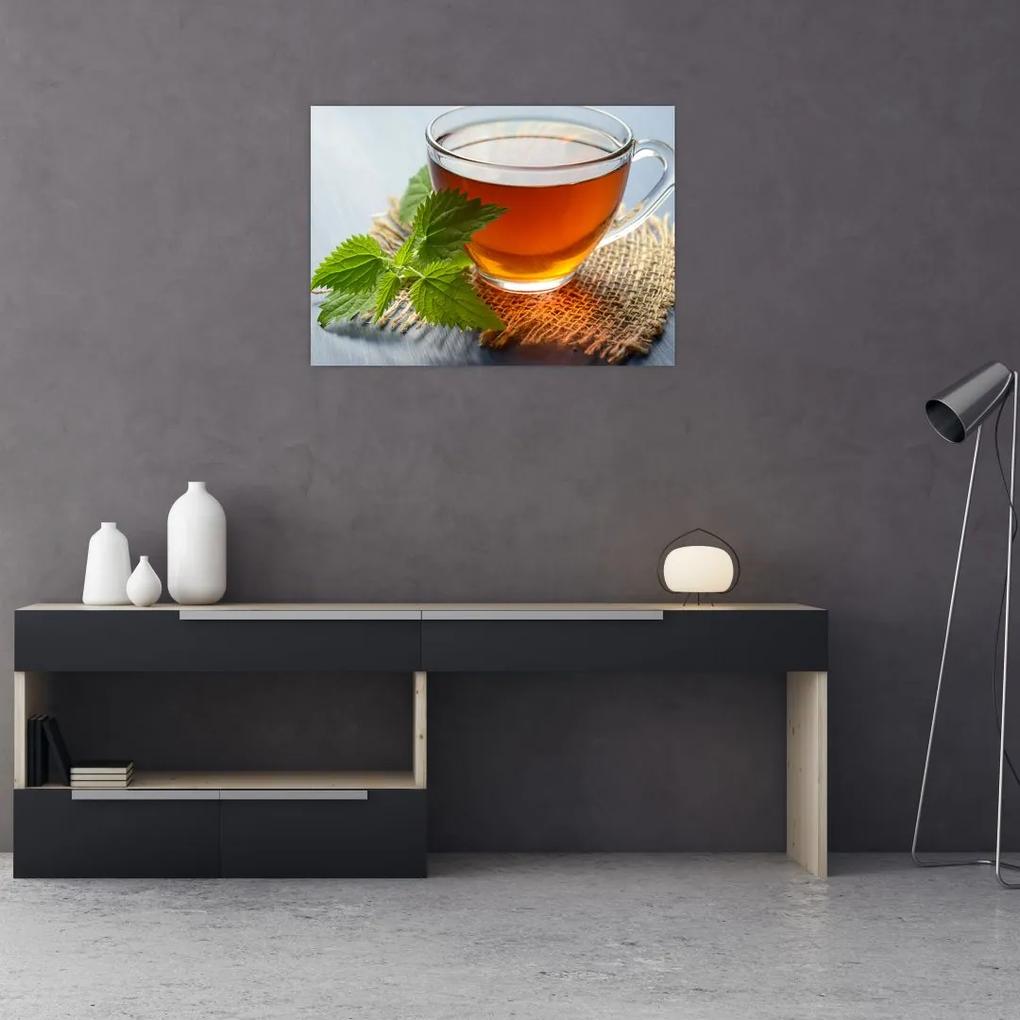 Sklenený obraz šálky s čajom (70x50 cm)