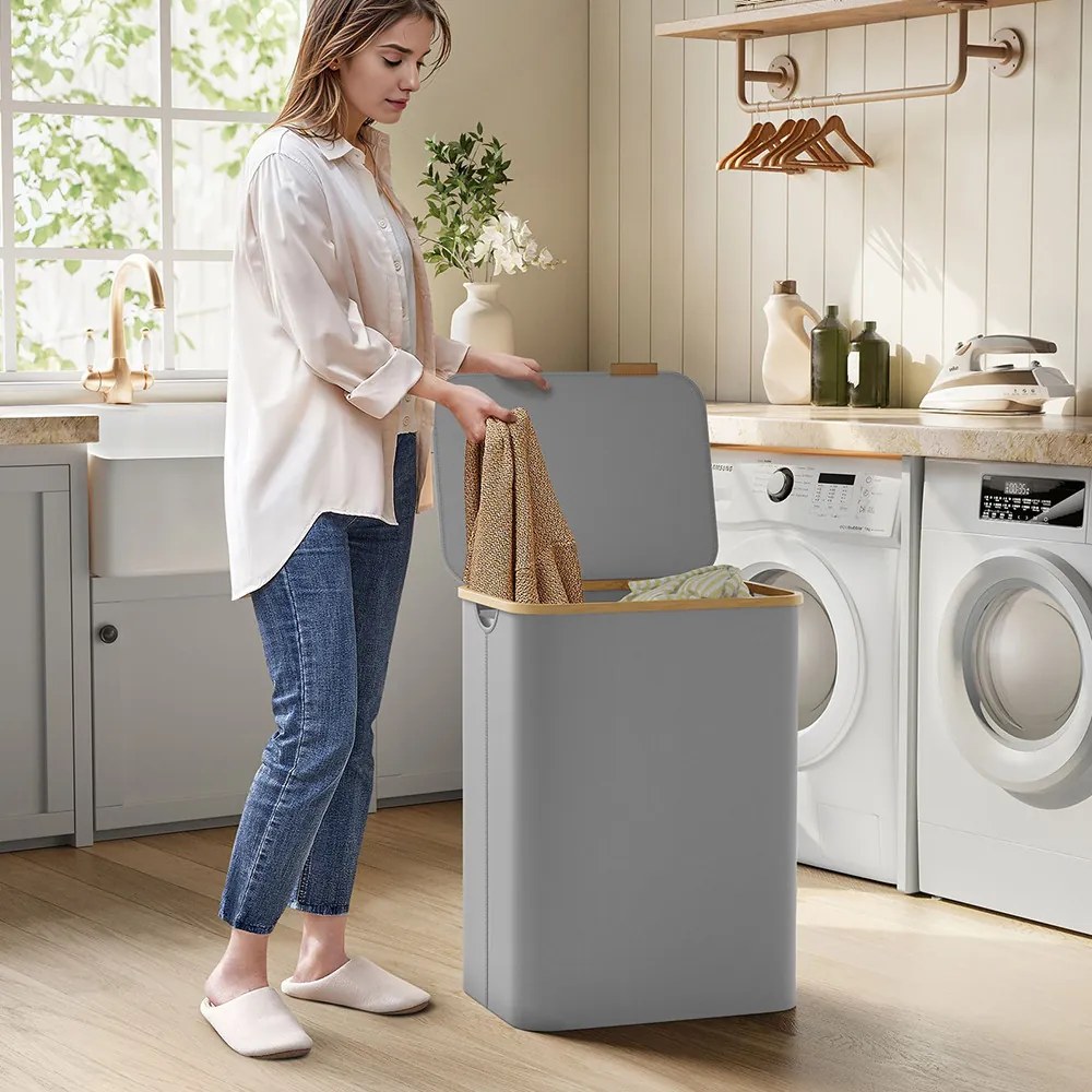 Plastový kôš na bielizeň, sivý