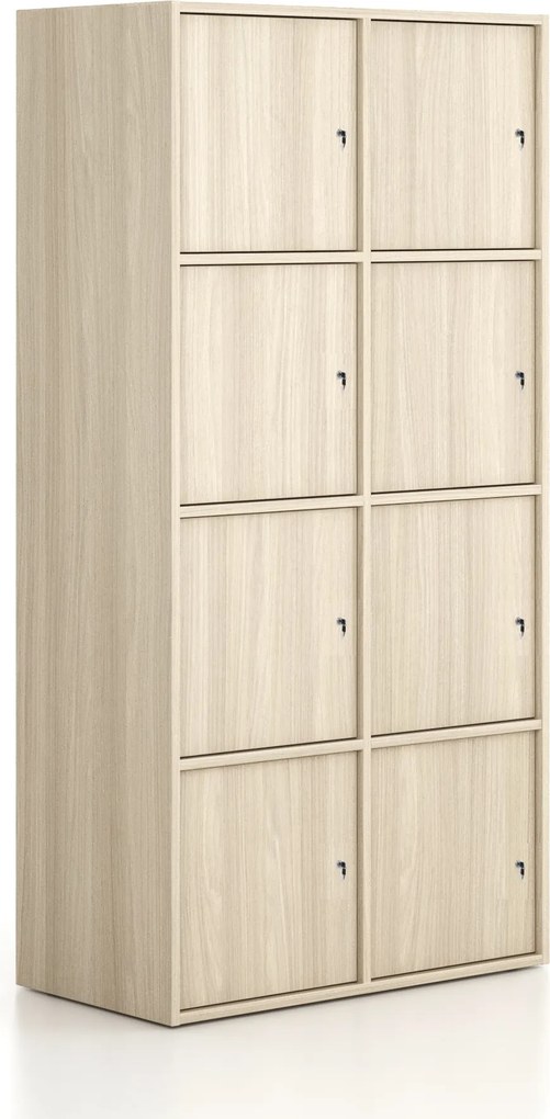 Kancelárska skriňa FRAME, 8x dvere, 872 x 450 x 1735 mm, cylindrický zámok, dub prírodný