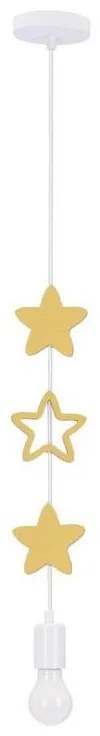 Detský luster STARS na lanku 1xE27/20W/230V žltá/biela