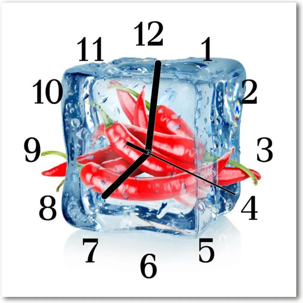 Nástenné sklenené hodiny  Hot chili korenie s ľadom