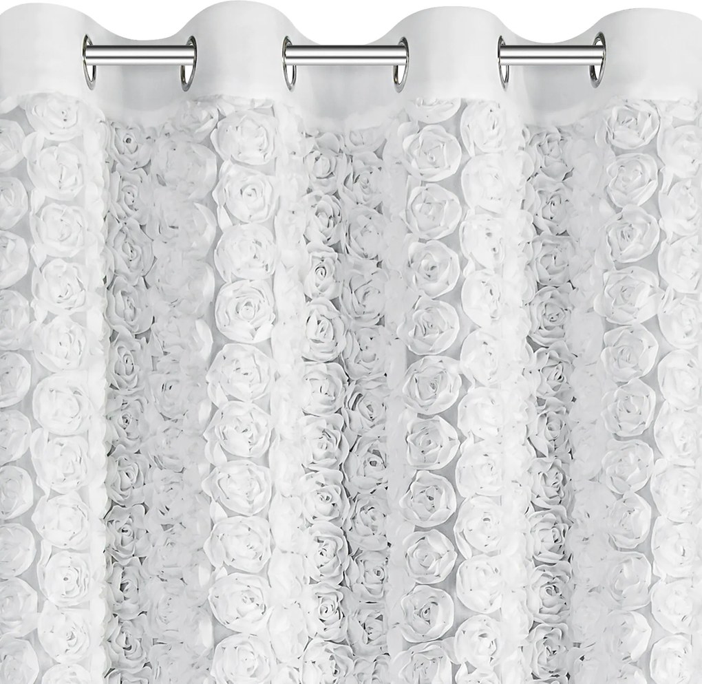 ZÁCLONA NA KRÚŽKOCH EVA MINGE ROSES6 140X250 CM BIELA