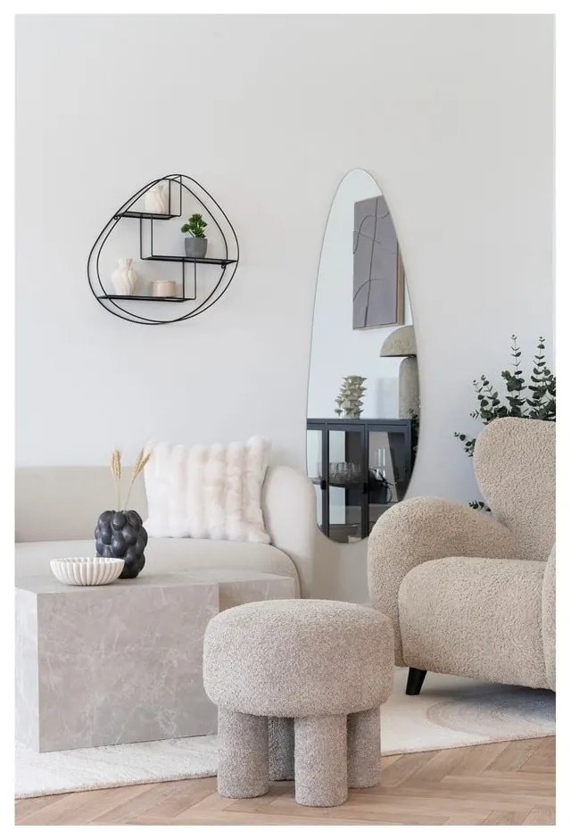 Svetlosivý taburet z textílie buklé Perth – House Nordic