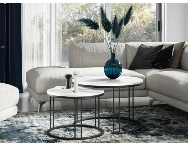 SADA 2x Konferenčný stolík RAGNAR čierna/biela