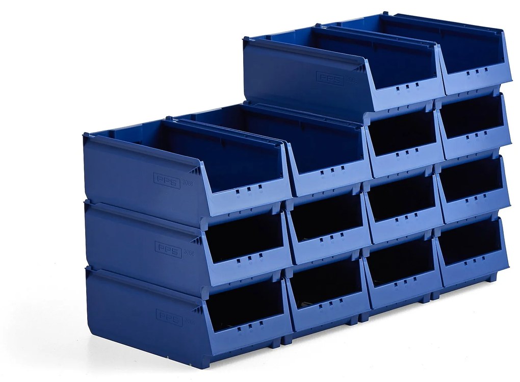Plastové boxy AJ 9000, séria-68, 400x230x150 mm, 14 ks, modrá