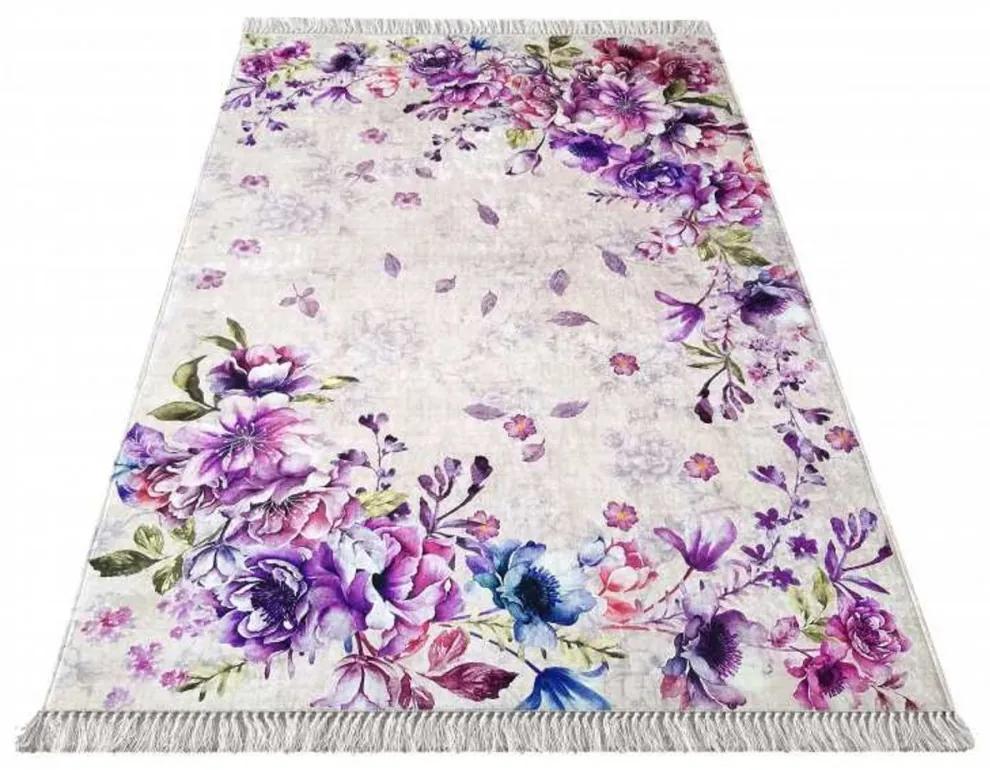 *Kusový koberec Romantické kvety fialový, Velikosti 120x180cm