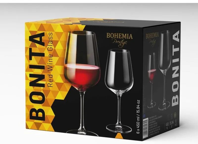 BOHEMIA PRESTIGE BONITA POHÁR NA VÍNO 450ML SADA 6KS