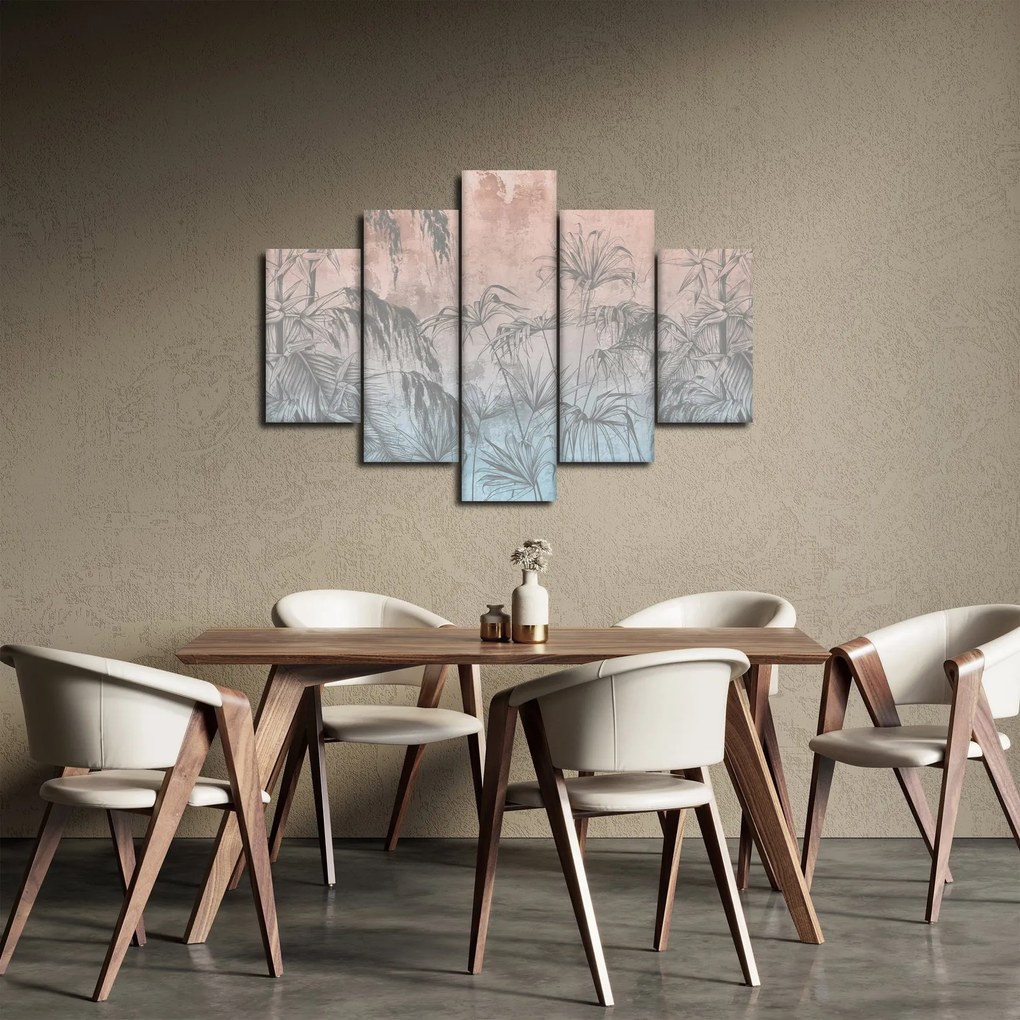 Obraz - Tropické rastliny na stene (150x105 cm)