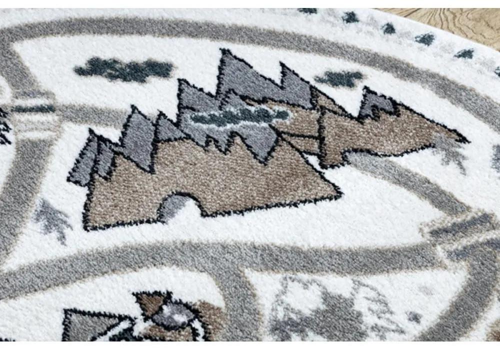 Detský kusový koberec Dedinka krémovo biely kruh 100cm