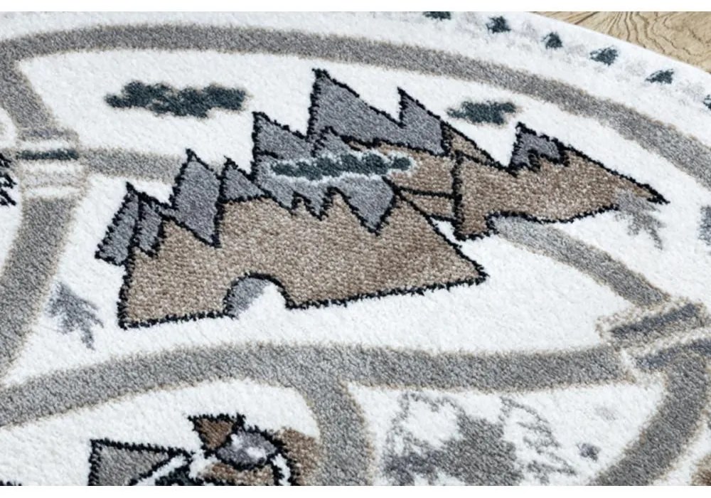 Detský kusový koberec Dedinka krémovo biely kruh 140cm