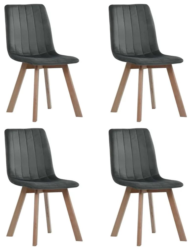 vidaXL Jedálenské stoličky 4 ks, sivé, zamat