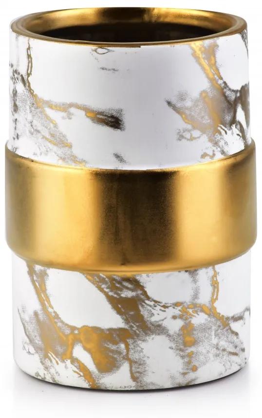 Mondex Váza CRISTIE GOLD 15,5x11 cm biely mramor/zlato