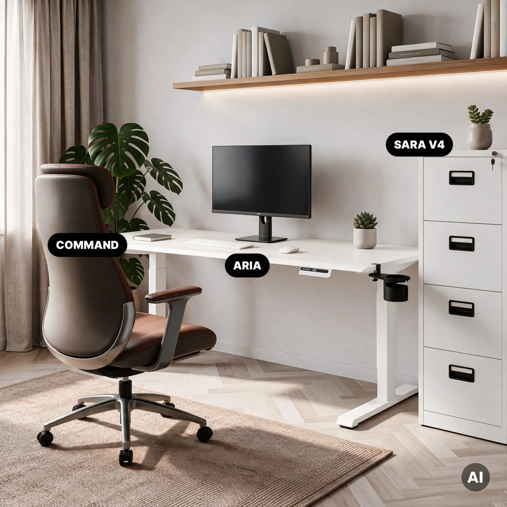 Elektrický stôl s nastaviteľnou výškou ergonomický biely,1600x800 mm: ARIA