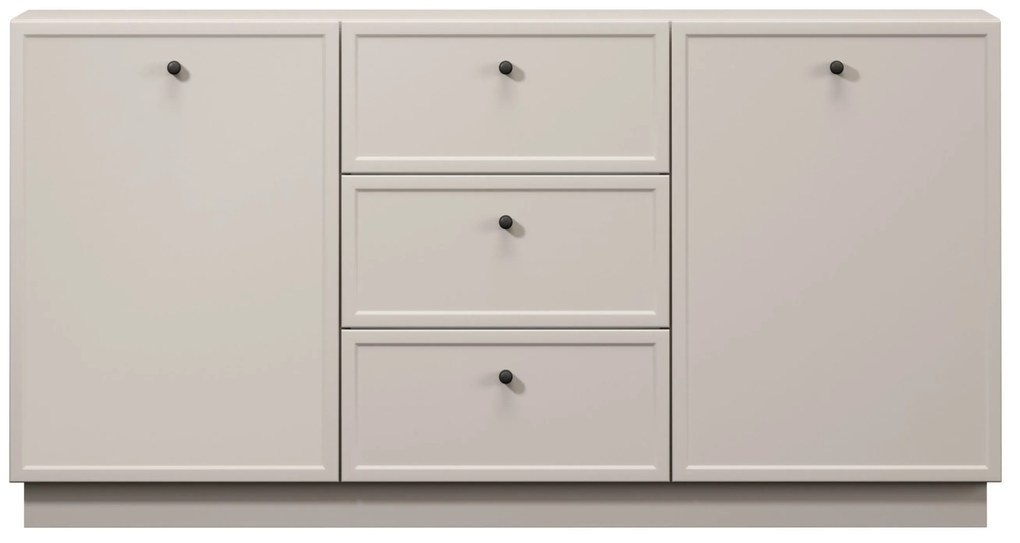 Komoda Lorini 150 cm na sokli - kašmírová / čierne úchytky G