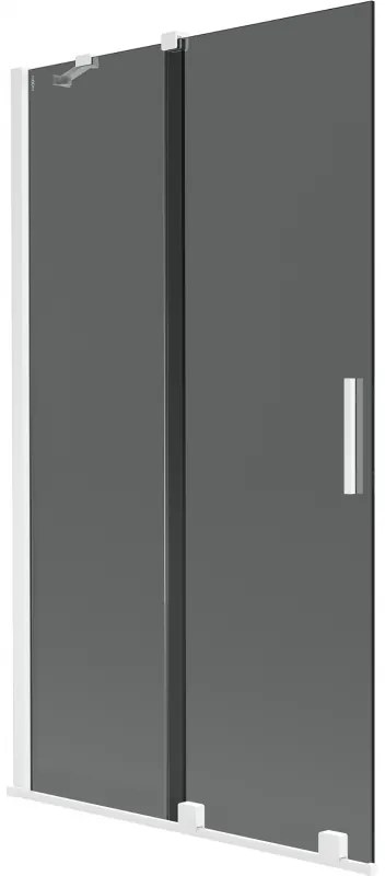 Mexen Velar, 2-krídlová posuvná vaňová zástena 100 x 150 cm, 8mm šedé sklo, biela matná, 896-100-000-41-20