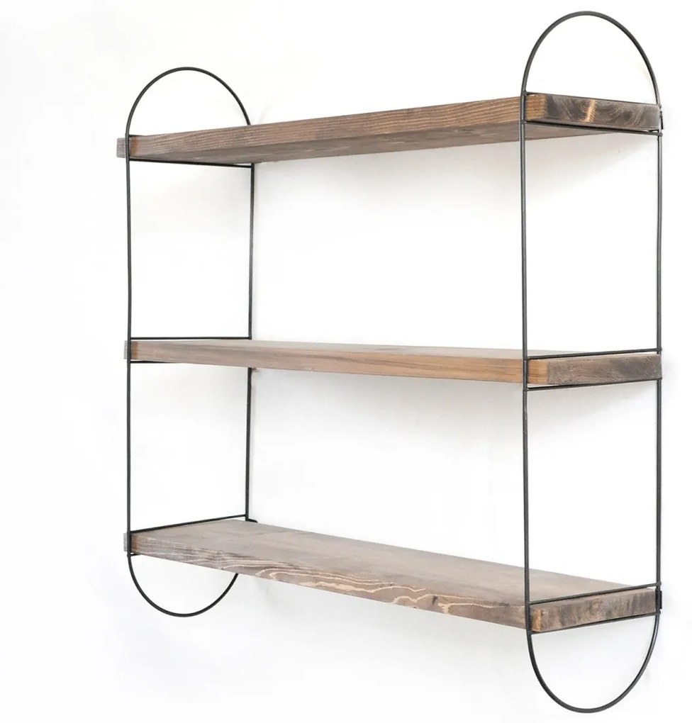 Nástenná polička Wro hnedá/čierna