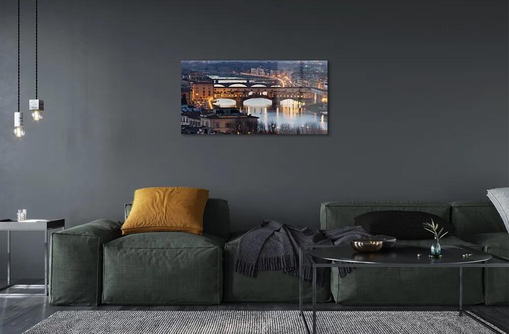Sklenený obraz Italy Bridges noc rieka 125x50 cm