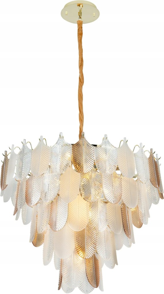 Veľká krásna lampa so sklenenými lístkami do haly nad recepciou Arwena