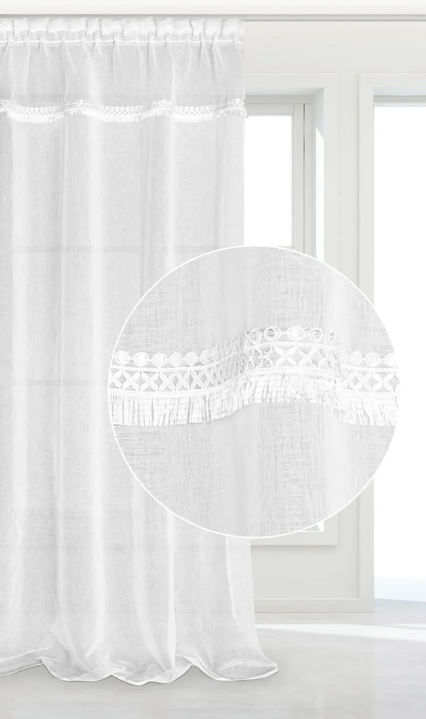 Záclona BOHO na krúžkoch biela 140x250 cm