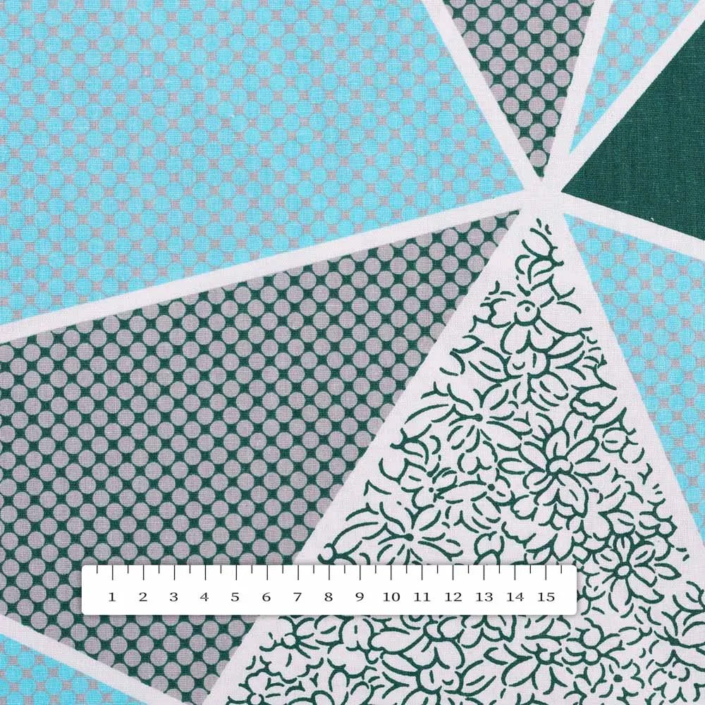 Biante Bavlnený štvorcový obrus Sandra SA-334 Modro-zelené trojuholníky 60x60 cm