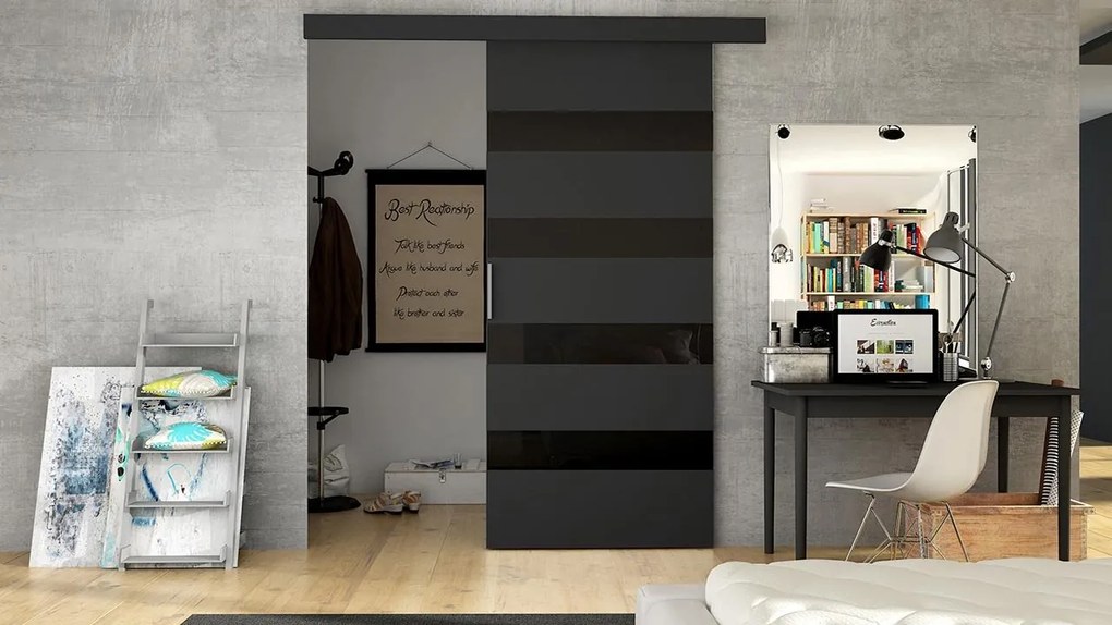 Posuvné dvere Rubi 70 V, Farby: choco / biely lacobel