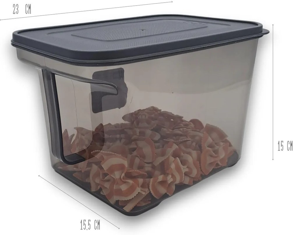 Dóza na potraviny s vrchnákom a uchom MATRIX, 3,3l, sivá