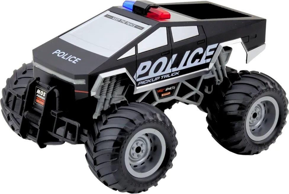 LEAN Toys Policajné terénne auto RC na diaľkové ovládanie čierne 1:16