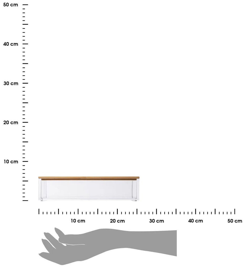 Kúpeľňová nádoba Selena, číra/s drevenými prvkami, L
