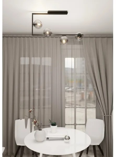 Luster na tyči SOMA 4xE14/10W/230V čierna/šedá