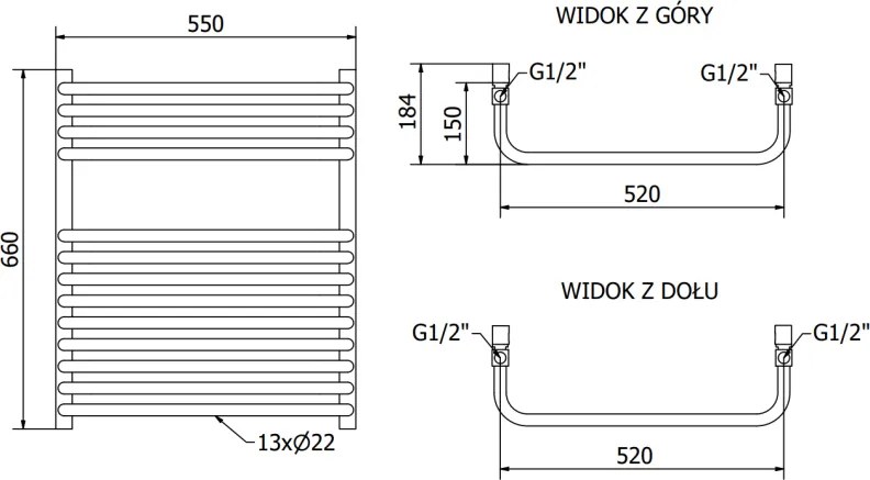 Mexen Apollo, vykurovacie teleso 660 x 550 mm, 384 W, čierna, W117-0660-550-00-70
