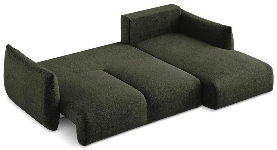 Zelená rozkladacia rohová pohovka (pravý roh/s leňoškou) Leila – Makamii