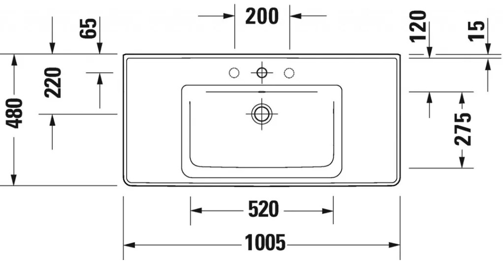 Duravit D-Neo - Umývadlo do nábytku s prepadom 1005x480 mm, biela 2367100000