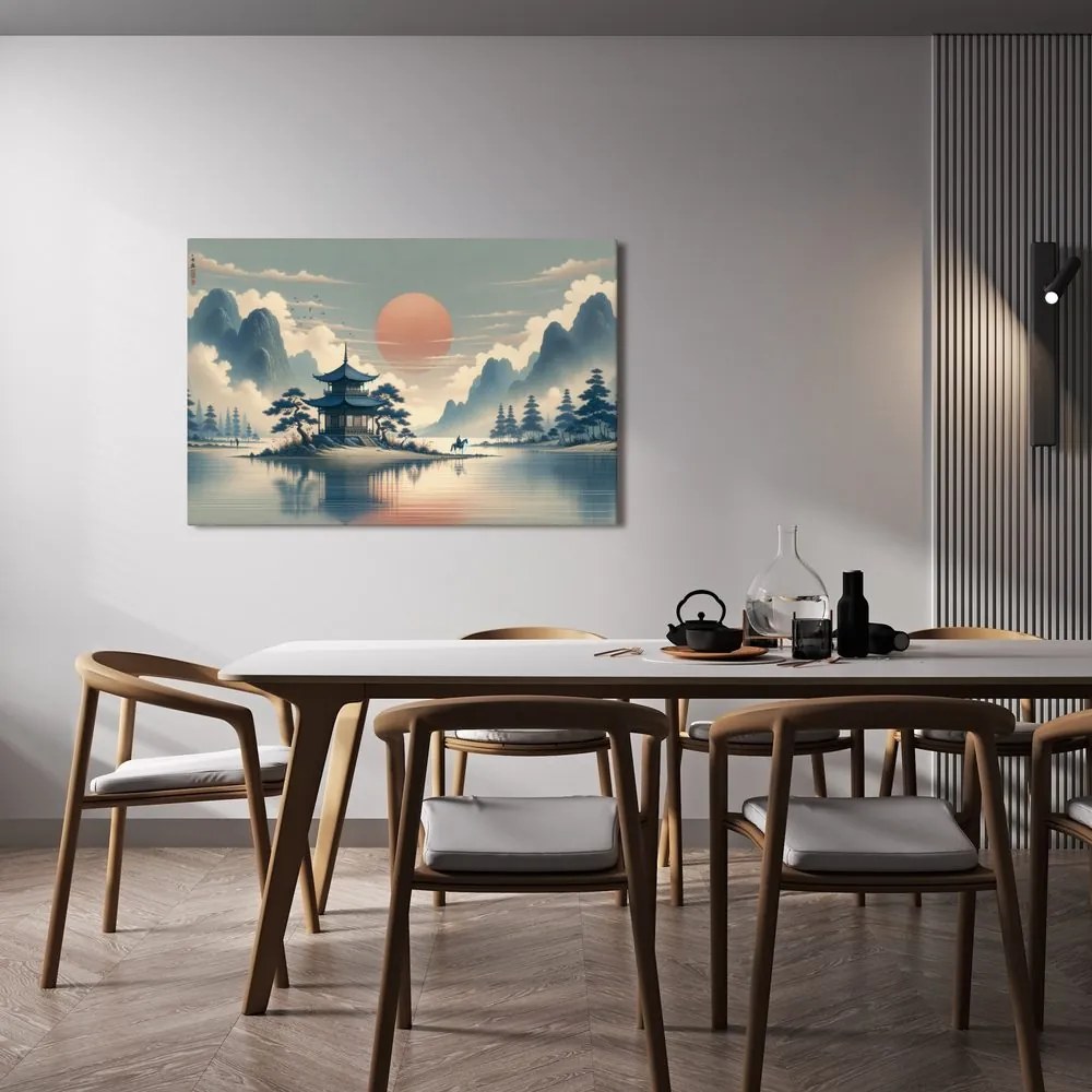 Obraz japonský chrám a jazero