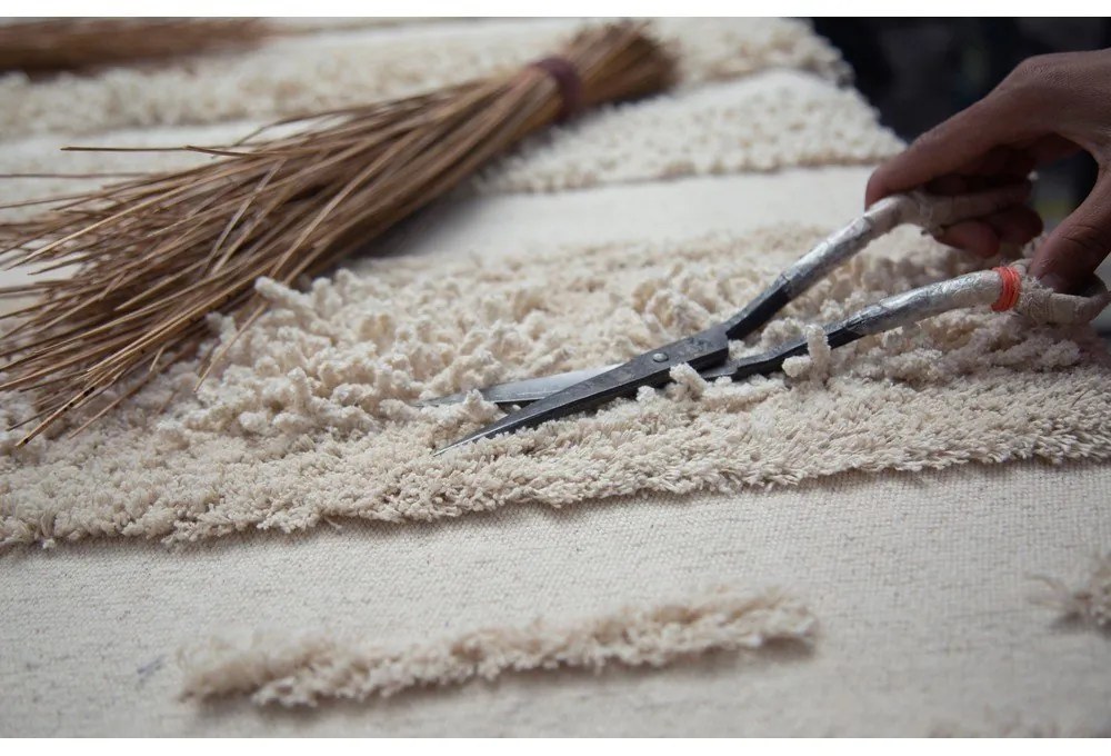 Svetlosivo-krémový prateľný ručne tkaný bavlnený koberec 170x240 cm Air Natural – Lorena Canals