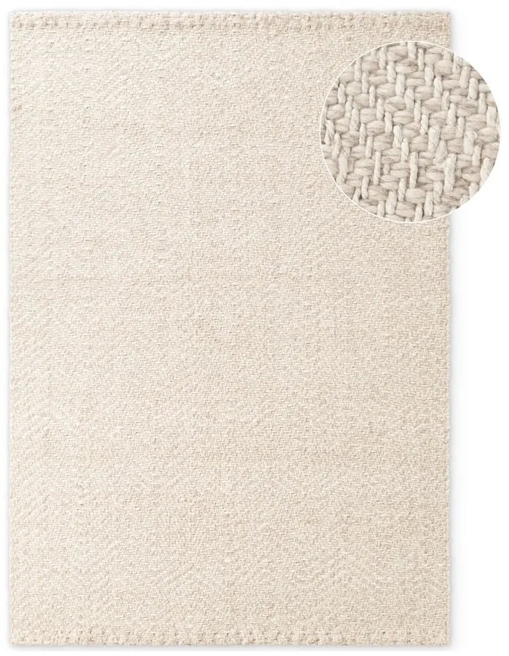 Krémový/slonovinový ručne tkaný koberec s prímesou vlny 160x230 cm Majoli – Elle Decoration