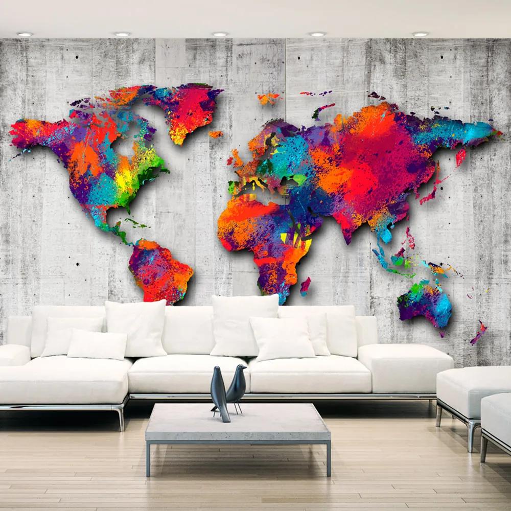 Fototapeta - Mapa sveta vo farbách 300x210 + zadarmo lepidlo