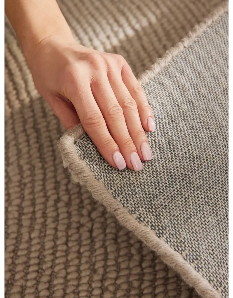 Béžový ručne tkaný vlnený behúň 80x200 cm Calmio – Hanse Home