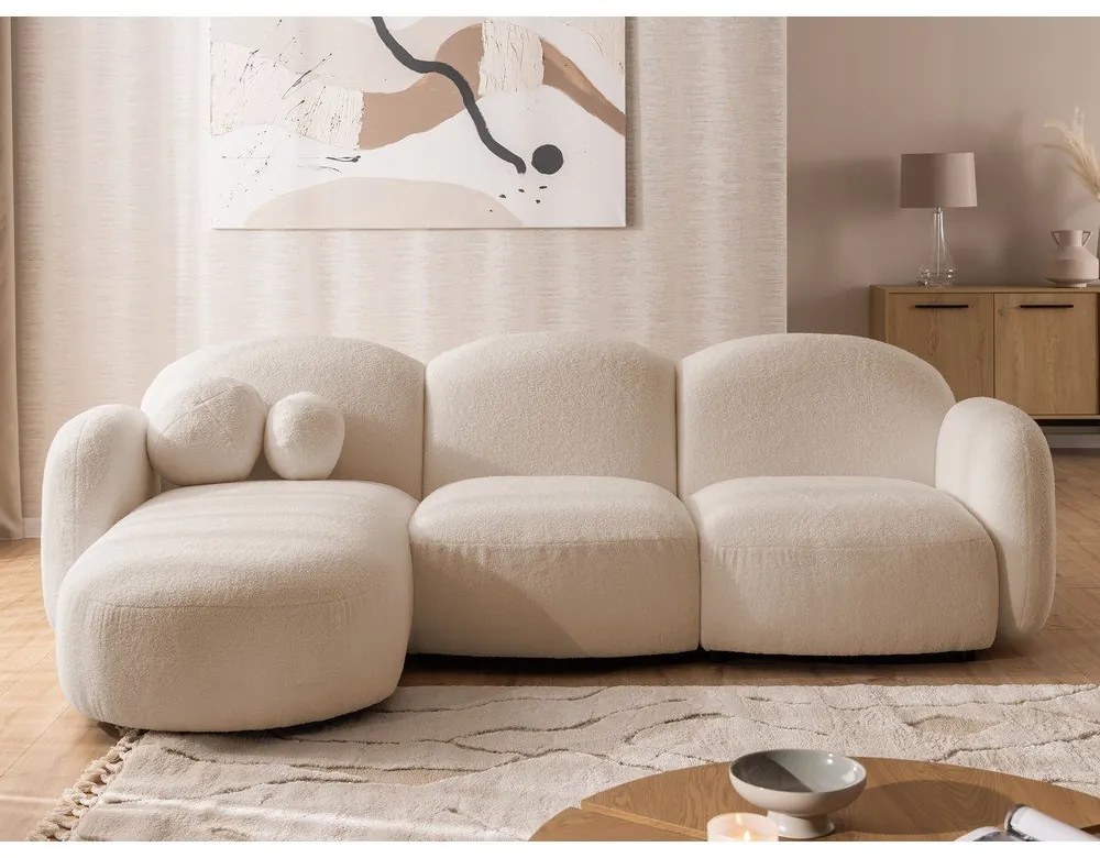 Svetlohnedá rohová pohovka z textílie buklé (ľavý roh/s leňoškou) Orbit – Ropez