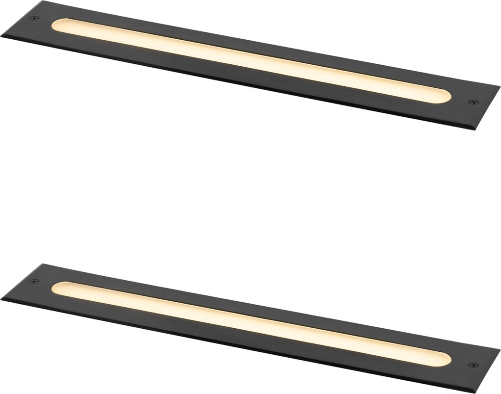 Sada 2 moderných zemných bodových svetiel čierna 50 cm vrátane LED IP65 - Eline