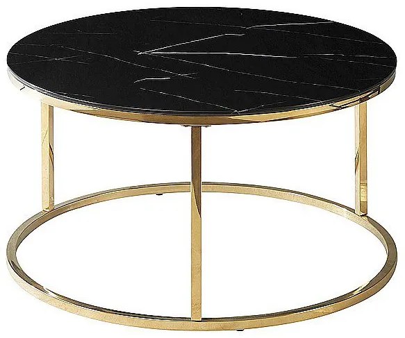 Konferenčný stôl SABINE čierny efekt mramoru/zlatý ø 80