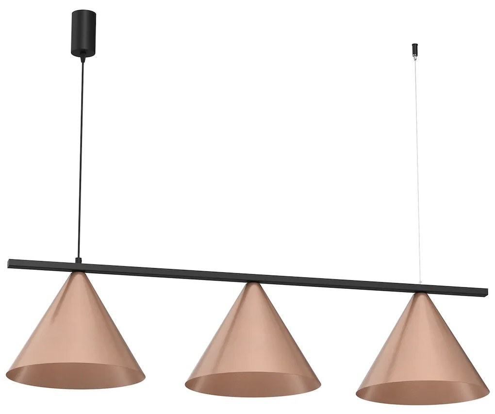 Závesné svietidlo Capital, 3x medené kovové tienidlo, (fi 30cm), b
