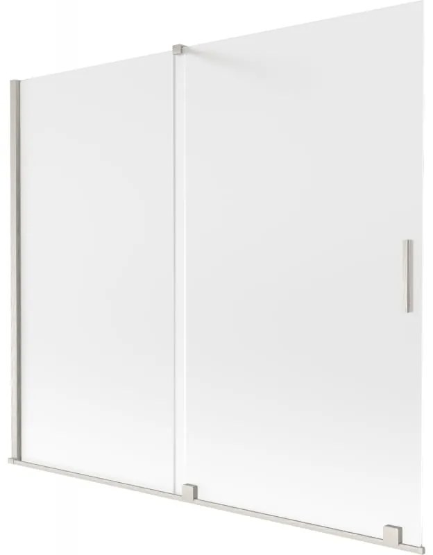 Mexen Velar, 2-krídlová posuvná vaňová zástena 180 x 150 cm, 8mm sklo námraza, brúsená oceľ, 896-180-000-31-97