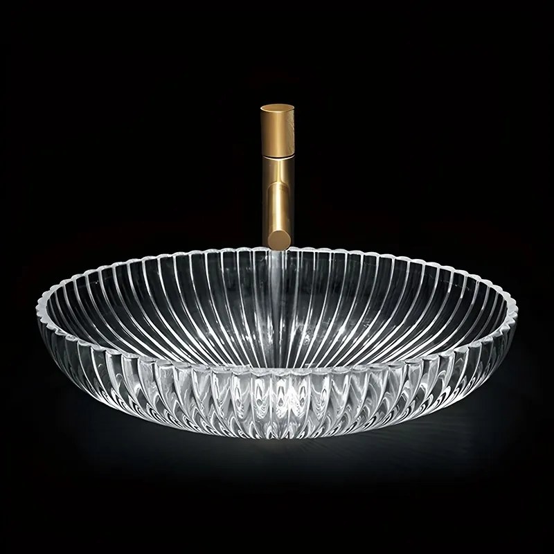 BPS-koupelny Sklenené umývadlo na dosku HYD-BRT3-TR-510 51x35 cm, transparent