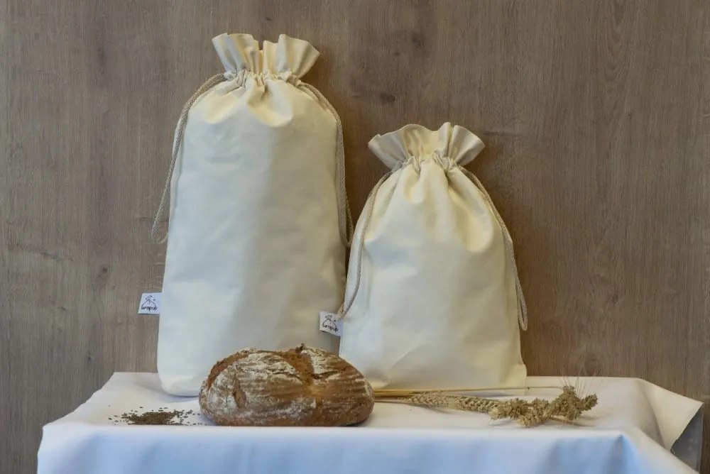 Wrap - up Funkčné vrecúško Wrapáček, obal na pečivo aj chlieb vel. M, režný bez potlače