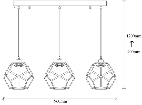 Luster na lanku DEGIRMEN 3xE27/100W/230V