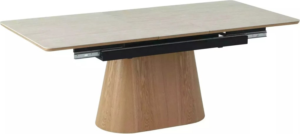 Jedálenský rozkladací stôl Monaco 160/200 cm keramika travertín/dub prírodný