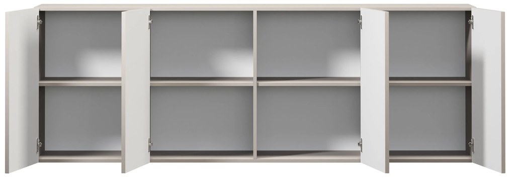 Závesná komoda Lorini 200 cm - kašmírová / zlaté úchytky T