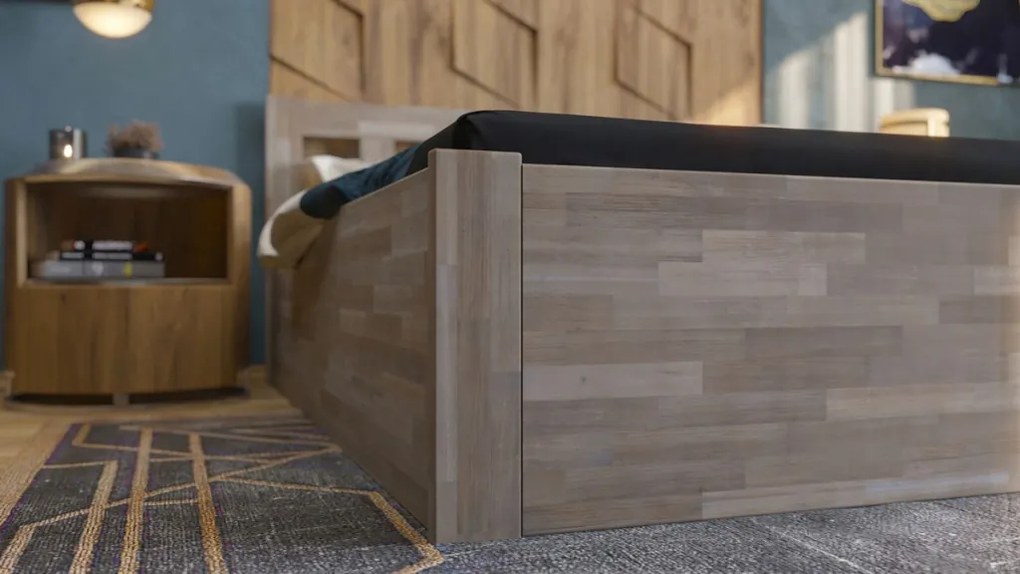 Posteľ s úložným priestorom Tema Box 180x200 cm, šedý buk