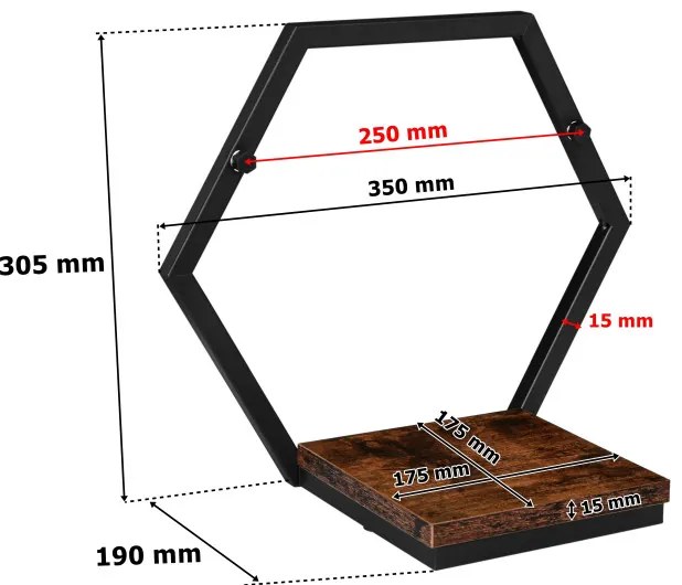 Nástenný stojan na kvety HONUNG RUSTIC Loft čierny