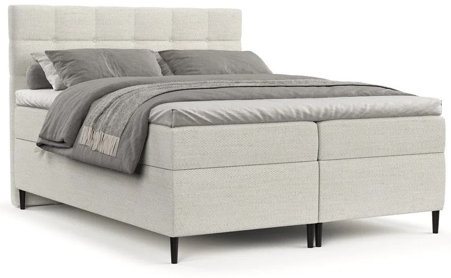 Krémovobiela boxspring posteľ s úložným priestorom 160x200 cm Urbaneo – Maison de Rêve